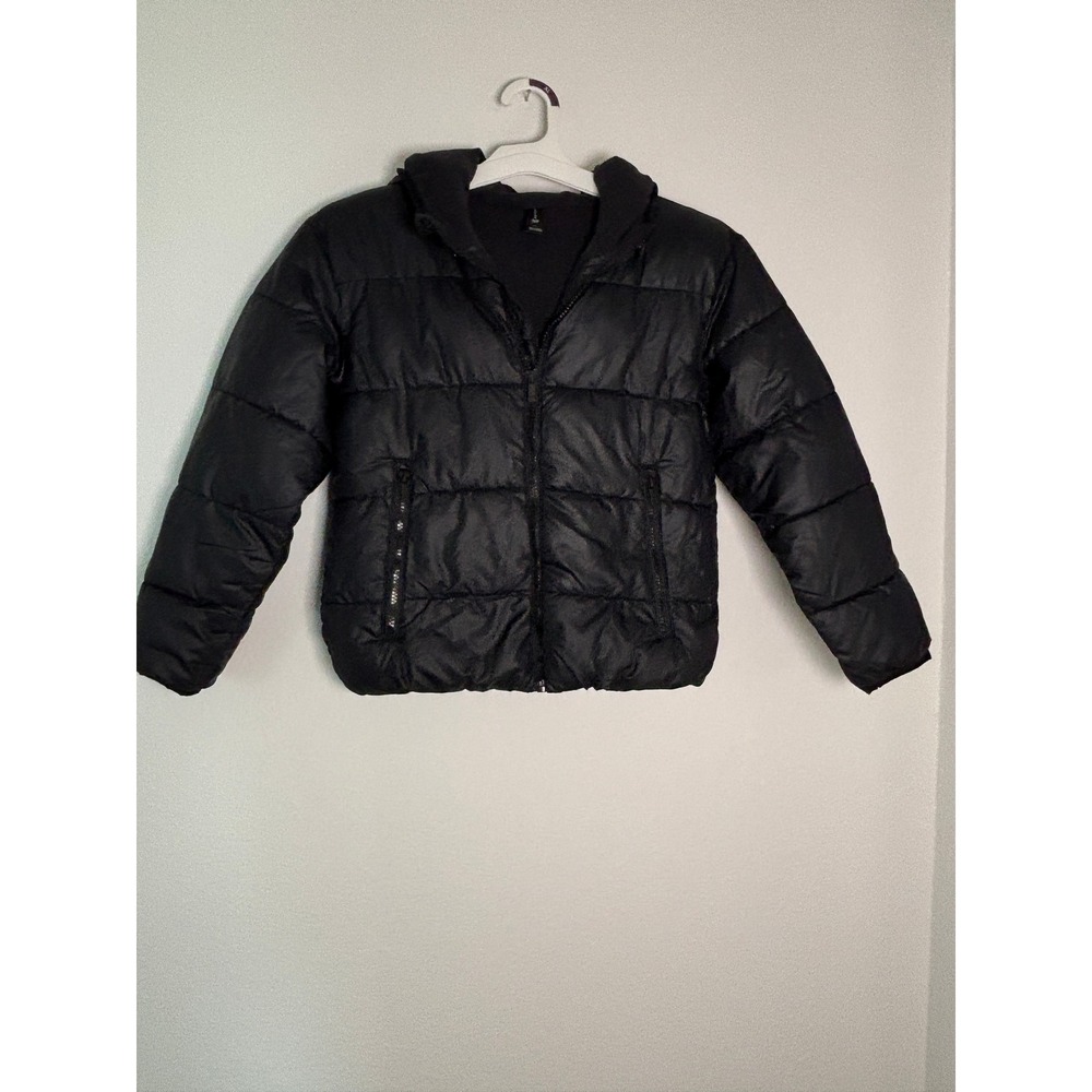 All‎ in Motion Boys Black Puffer Jacket Hooded Fleece Lined Size L Large